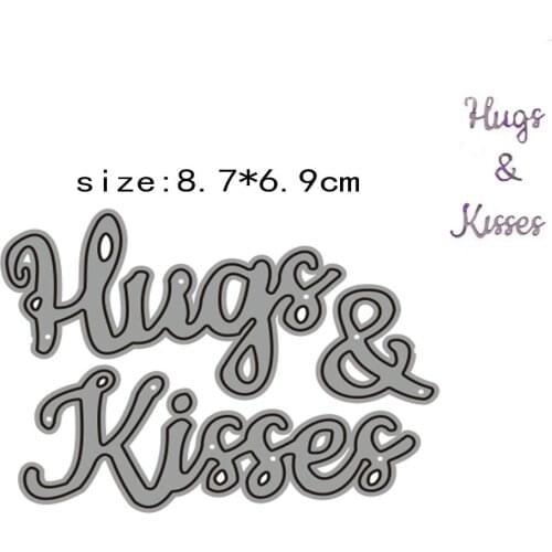 Hugs & Kisses English phrase Metal Cutting Dies for DIY Scrapbooking Photo Album Decorative Embossing Paper Cards Cutting Molds