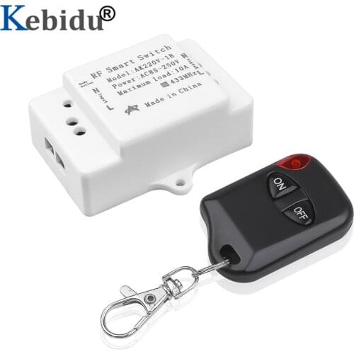 KEBIDU 2 Keys 433Mhz RF Remote Controller AC 85V-250V Remote Control Switch Wireless Relay Module