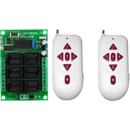 DC12V 6CH 6 CH Relay Module 315MHz Receiver Wireless Remote Control Switch Motor Controller For Light Garage Door Opener