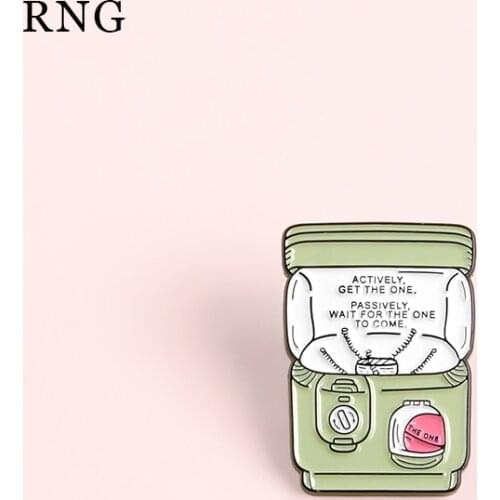RNGGreen video game machine doll machine cartoon machine electric spring glass personality pins metal texture Enamel Brooch gift