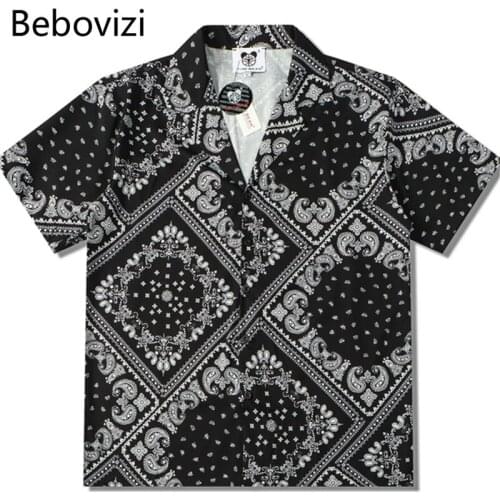 Bebovizi 2021 New Stye Cashew Flowers Print Short Sleeve Shirts Fashion Men Summer Casual Punk Rock Hip Hop Shirt Streetwear