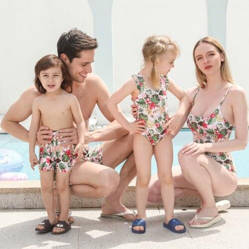 Family matching outfits floral European and American Sexy suspender swimsuit parent-child outfit family look baby girl clothes