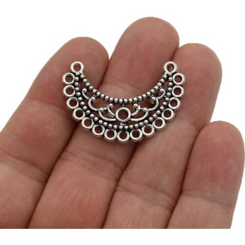 JAKONGO Antique Silver Plated Moon Connectors for Making Bracelet Handmade DIY Jewelry Accessories 35x24mm 10pcs