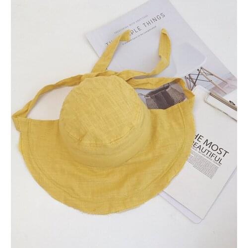Summer Outing Big Along The Sunshade Foldable Straw Hat Baby Pot Hat Ins Cute Solid Color Fabric Children Fisherman Hat