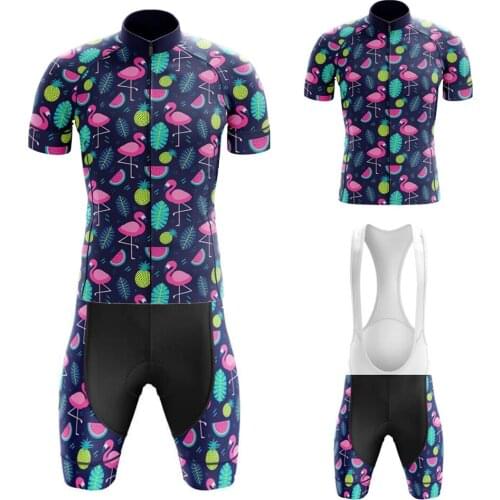 Flamingo Summer New Cycling Jersey Set Short Sleeve And Bib Shorts Gel Breathable Pad Maillot Ciclismo Hombre