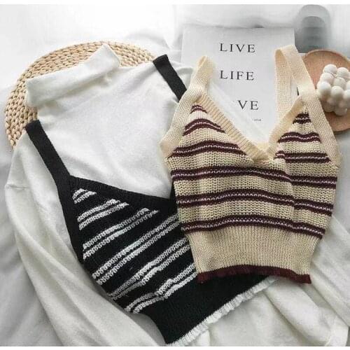 Women Corset Tops 2021spring Autumn New Sexy Knitted V-neck Brace Short Sleeveless Vest for Women Tank Camis Crop Top for Ladies