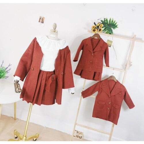 Mama Kids Winter Cashmere Wool Fur Clothing for Family Matching Outwear Mother Daughter Dress Christmas Family Clothes Love Mom