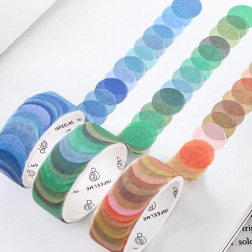 100pcs/roll Candy Colorful Dots Washi Tape Adhesive Tape DIY Scrapbooking Round Stickers Label Japanese Masking Tape 14x14mm