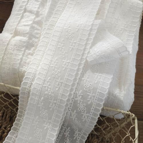 2Meters Floral Embroidered White Cotton Lace Ribbon DIY Handmade Crafts Fabric 4cm Wide Home Textile Decoration Lace Tape