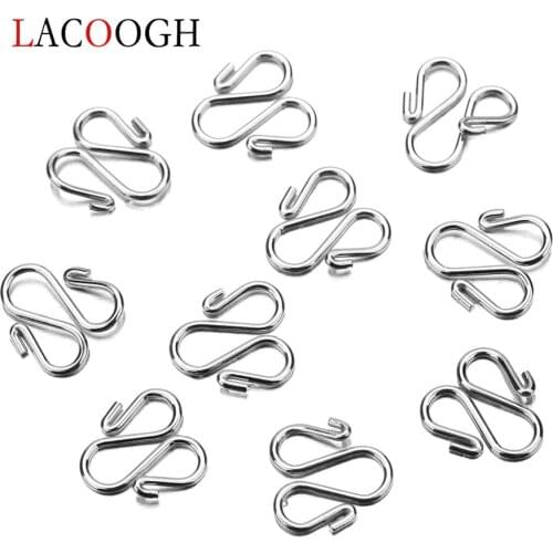 30pcs/lot 13mm Stainless Steel W-shape Bracelet Necklace Tail Chain Clasps Connectors DIY Jewelry Making Findings Accessories