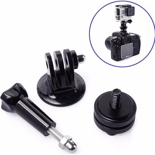1/4'' Hot Shoe Adaptor +Tripod Mount +Screw For GoPro Hero 2 3 3+ 4 5 DSLR