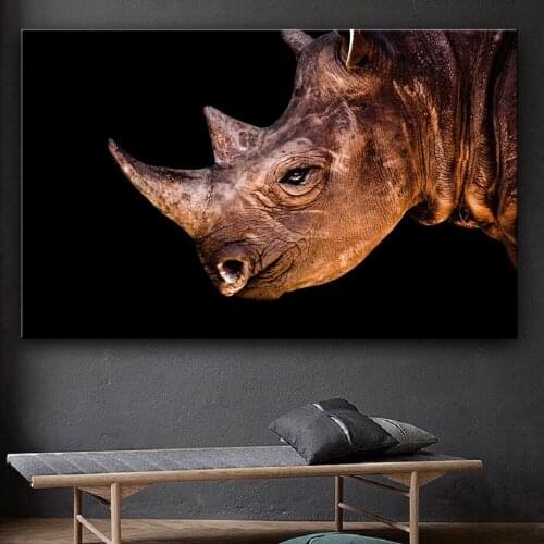 Africa Wildlife Rhinoceros Canvas Paintings Black White Animals Art Posters Prints Wall Pictures for Living Room Home Decoration