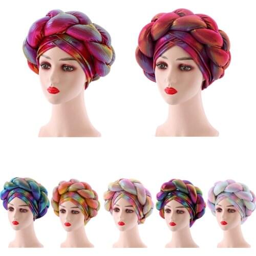 African Cap Head Wraps Turban Hijab Caps Wedding Aso Oke Headtie Muslim Already Made Auto Gele Nigerian Hat Headwrap For Party