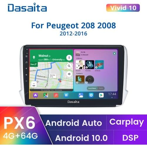 Android 10 Multimedia Player Stereo Car Radio for Peugeot 208 2008 2012 2013 2014 2015 2016 Android Auto Carplay GPS 64GB No Dvd