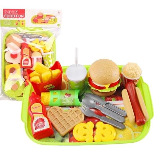 Childrens Play House Toy Fries Hamburger Family Barrel Combination Simulation Food Educational Toy Model Toys For Children