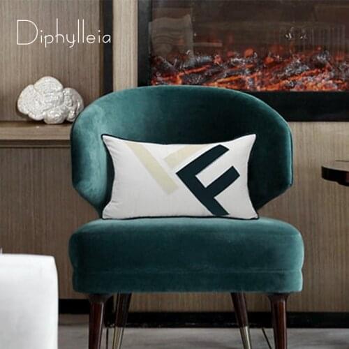 Diphylleia Itlay FF Casa Cushion Cover Fashion Trendy Modern Minimalist Style Velvet Cut Embroidered Lumbar Pillow Case Luxury