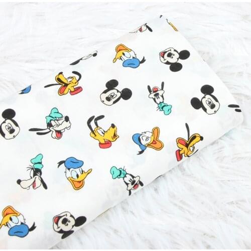 Disney Mickey Donald Duck Goofy Print Thin 100% Cotton Fabric for Boy Clothes Hometextile Cushion Cover Needlework DIY