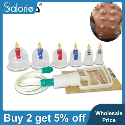 Dropshipping Healthy 6Cups/set Medical Vacuum Cans Cupping Cup Cellulite Suction Cup Therapy Massage Anti-cellulite Massager