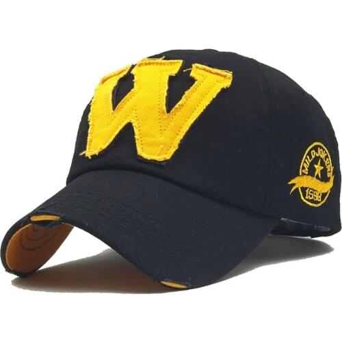 Summer Embroidery Letter W Baseball Cap Snapback Caps Dad Hat Washed Cotton Distressed Wearing Fitted Hat For Men Sports Hats