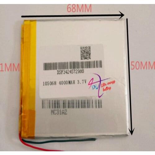 Best battery brand Size 105068 3.7V 4000mah tablet battery with Protection Board For PDA Tablet PCs Digital Products Fr