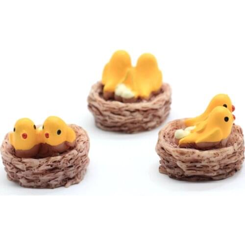 Small Bird Nest Figurines Mini Oriole Resin Crafts Fairy Garden Miniatures Cartoon Animal DIY Landscape Ornament Home