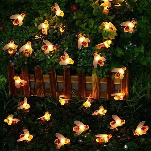 Cute Honey Bee Shape Led String Fairy Light For Outdoor Garden Wedding Festival Decor Solar Powered Led Garland Light