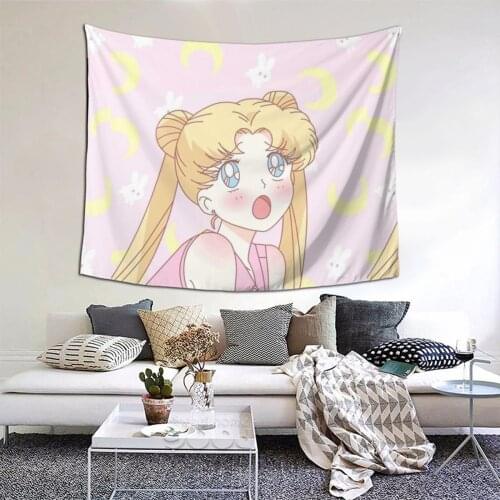 Sailor Girl Tapestry Anime Cartoon Kawaii Tapestry Wall Bedspread kawaii Hanging Blanket For Living Room
