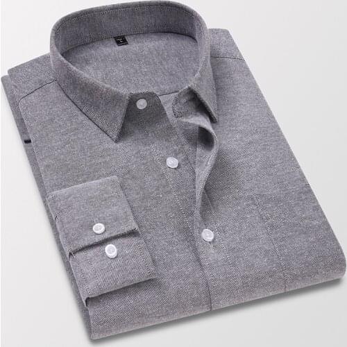 TFETTERS Long Sleeve Shirt Mens Spring and Autumn Gray Shirts Slim Fit Button Business Casusal Shirt for Mens Fashion Clothing