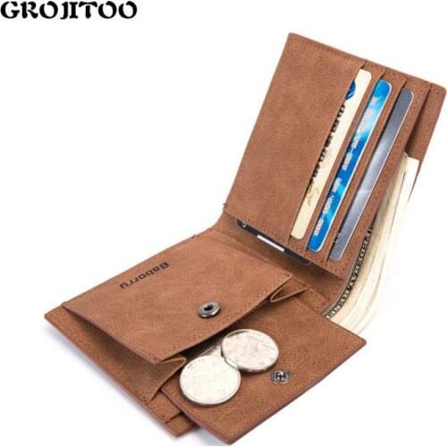 GROJITOO RFID PU Leather Change Bag Men Wallet Korean Version Mens Short Wallet Pu Wallet Purse For Men With Large Capacity Bag