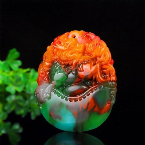 Natural Yellow Green Jade Pendant Color Jade Red White Jade Jewelry Necklace for Men and Women