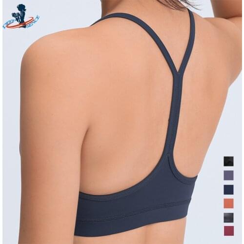 DEEPSENCE 2021 New womens Sports Active Bra Gym Running Push Up Top Without Bones Female Yoga Crop Tops Backless Underwear Vest