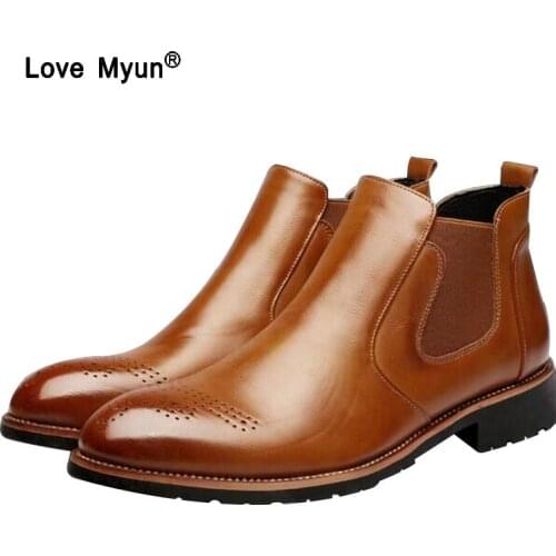 New Arrival Luxury Brand Man Comfortable Shoes Male Genuine Leather Mens Cowboy Western Martin Chelsea Ankle Boots Shoes2659