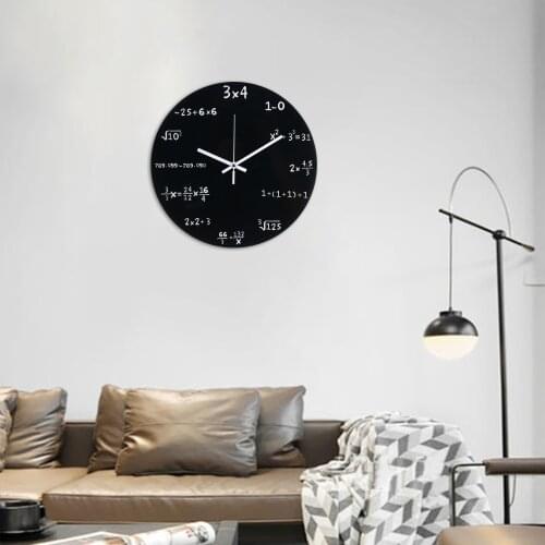 Creative Wooden Mathematic Wall Clock Large Math Formulas Quartz Clock Needle Movement Student Home Bedroom Wall Decoration