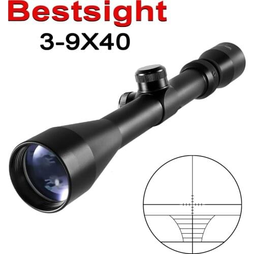 Bestsight 3-9X40 Optic Scope Red Green Rangefinder Illuminated Optical Sniper Rifle Scope Hunting Scopes Riflescope