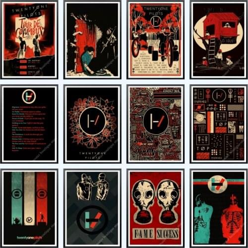 Twenty One Pilots poster. Vintage Retro rock band music Guitar Matte Antique kraft paper Poster Wall Sticker