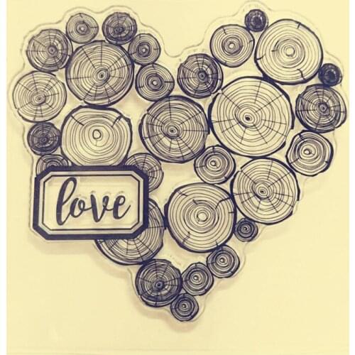 Clear Stamp Rubber Clear Stamp for Card Making Decoration and Scrampbooking Wooden Heart