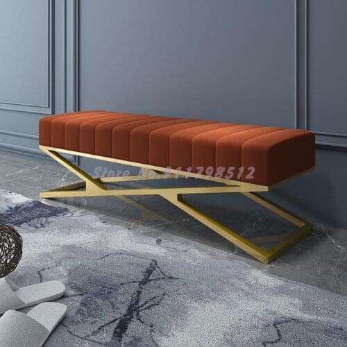 Light luxury shoe changing stool Nordic home entrance living room bench bedroom bed end stool clothing store cloakroom try on