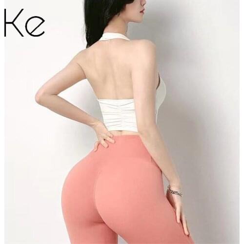 KE Candy-colored halter sports underwear womens shockproof running gather stereotype yoga vest beauty back fitness bra
