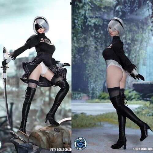 SUPER DUCK 1/6 SET064 NieR 2B Girl Head Sculpt Clothes Set Female Costume Model For 12'' Action Figure Dolls