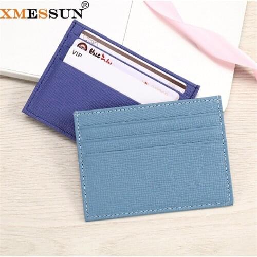 XMESSUN New ID Card Credit Card Holder Designer Fashion Genuine Leather Card Pack Bag Cistomized Cowhide Skin Slim Chain Wallet