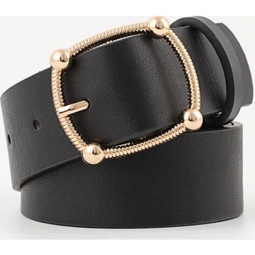 Belts for Women Gold Square Buckle 2020 Female Designer Brand Jeans Womans Corset Belt Casual Faux Leather Black Waist Belt