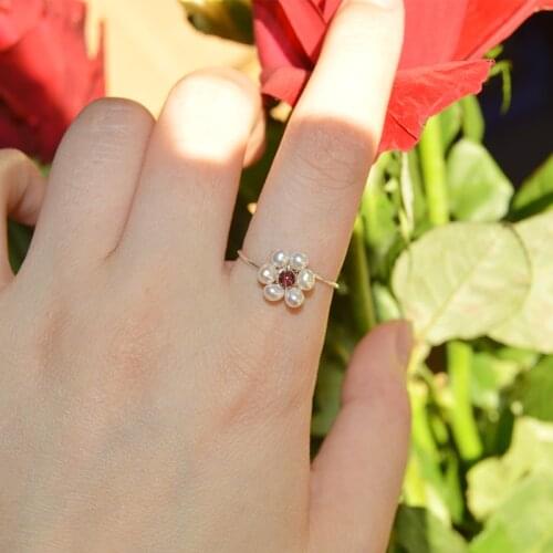 ASHIQI 2021 Fashion 3-4mm Mini Small Freshwater Pearl Flowers Rings for Women Real 925 Sterling Silver Jewelry for Women Gift