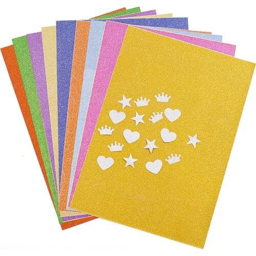 10pc Glitter Cardstock Paper 80gsm Party Decor Christmas Gift Wrapping Paper Card Making DIY Scrapbook Paper Craft With Adhesive