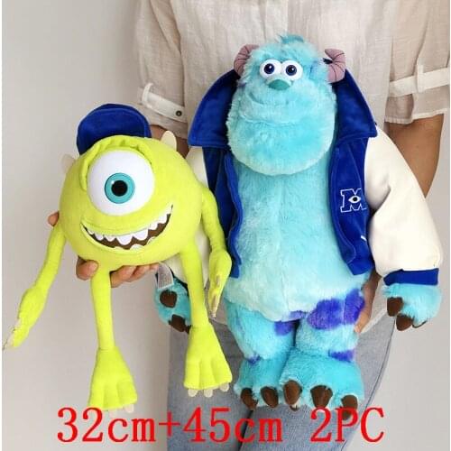 2PC/LOT 32CM Mike Wazowski 45cm Monsters University Plush Toy Big Sulley Sullivan Stuffed Animals Soft Kids Doll