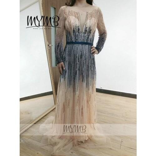 2021 Haute Couture Muslim Evening Dress Plus Size MYMB Gold Party Wear Dress For Women MY41116