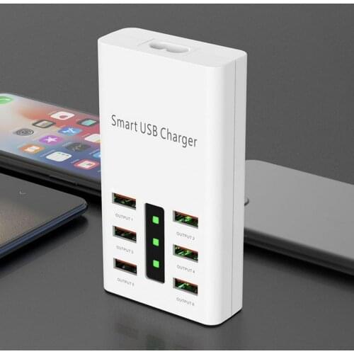 30W USB Charger Hub 6 Ports 6A Plug Power Socket Dock Fast Charging Extension Power Adapter For Mobile Phone Tablet