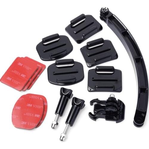 4 in 1 Arm Mount Helmet Extension Holder Base Screw Kit Flat Curve 3M Sticker Buckle For Gopro Hero 9 8 7 6 5 Xiaomi YI 4K SJCAM