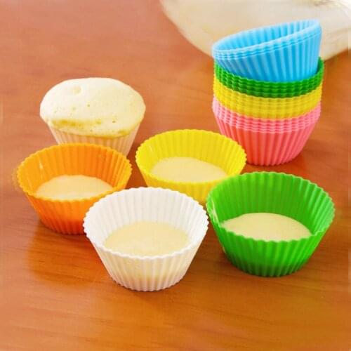6 PCS/Lot Round Shape Reusable Cupcake Liners Muffin Cups Cupcake Decorations Silicone Baking Cups Bakeware JH075