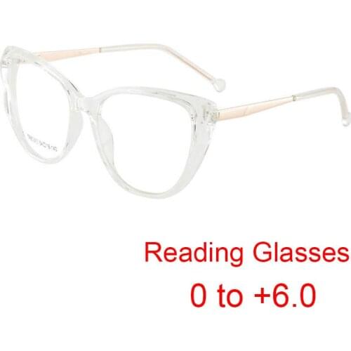 Big Clear Cat Eye Designer Reading Glasses Blue Light Blocking Eyeglasses Womens Glasses For Hyperopia Diopters 0 to +6.0 Gafas