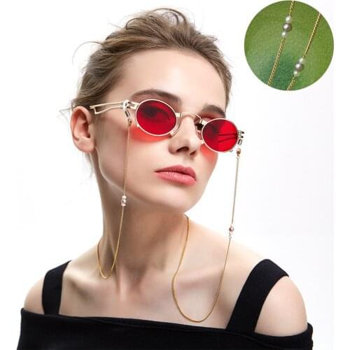 1pc/lot Fashion AAAA Natural purple Pearl Metal Eyeglass Chains Sunglasses Eyewears Neck Cord Holder with silicone good loop